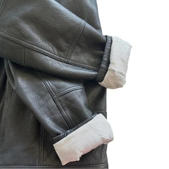 Wilsons Alan Black Leather Grunge Motorcycle Jacket With Removable Hood Size L - Picture 7 of 15